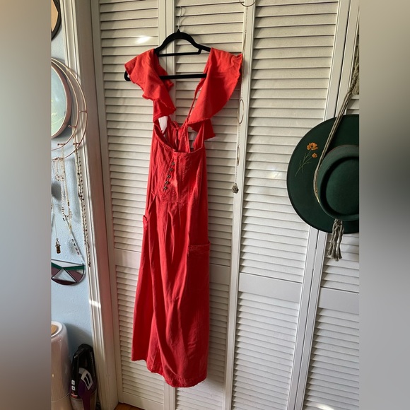 Anthropologie Red Denim Midi Dress - Picture 2 of 10